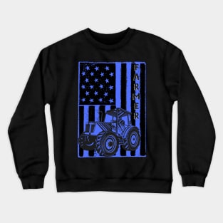 Vintage American flag tractor gift for farmer Crewneck Sweatshirt